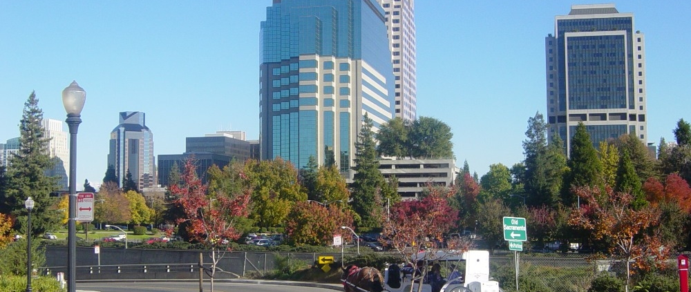 View of Horse & Carriage on the streets of old town Sacramento California