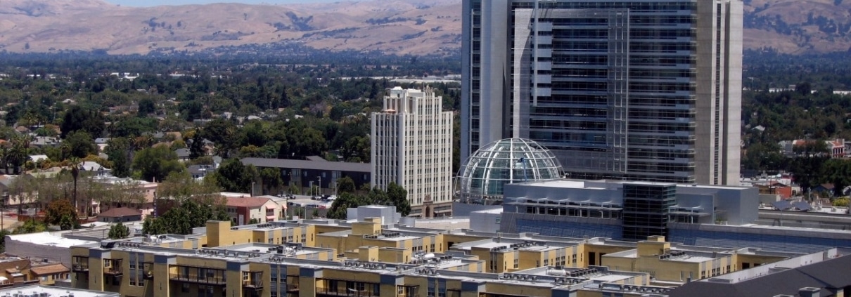 Aerial view of the city of San Jose California