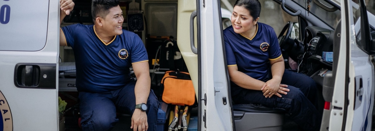 Male and female EMS personnel
