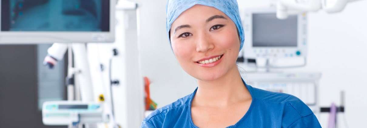 Female professional with medical equipment