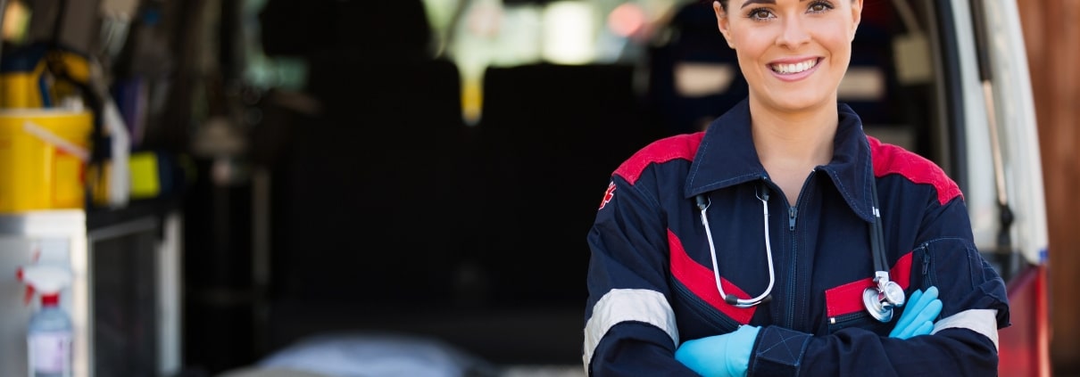 Close up of attractive EMS professional